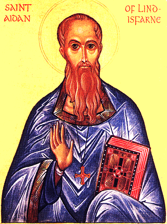 Orthodox Icon of British Saint, Áedán (Aidan) of Lindisfarne, Enlightener of Northumbria