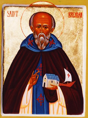 Orthodox Christian Icon of Irish Saint, St. Brendan the Voyager also called St. Brendan the Navigator