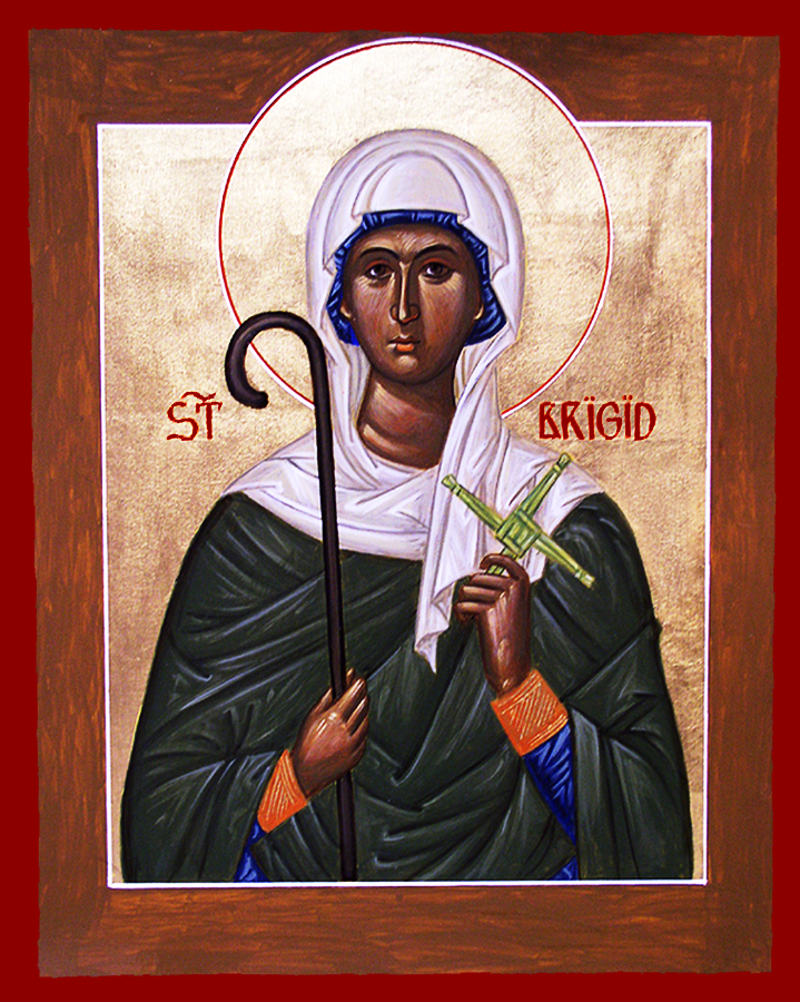 Orthodox Icon of Irish Saint, Brigid of Kildare 300x375px