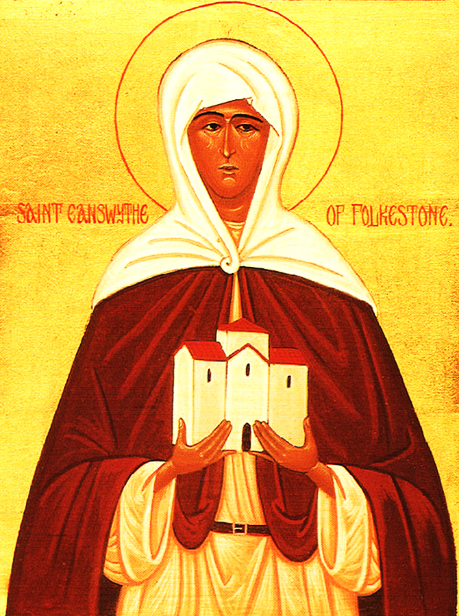 Orthodox Icon of English Saint, Eanswith of Folkestone 279x375px
