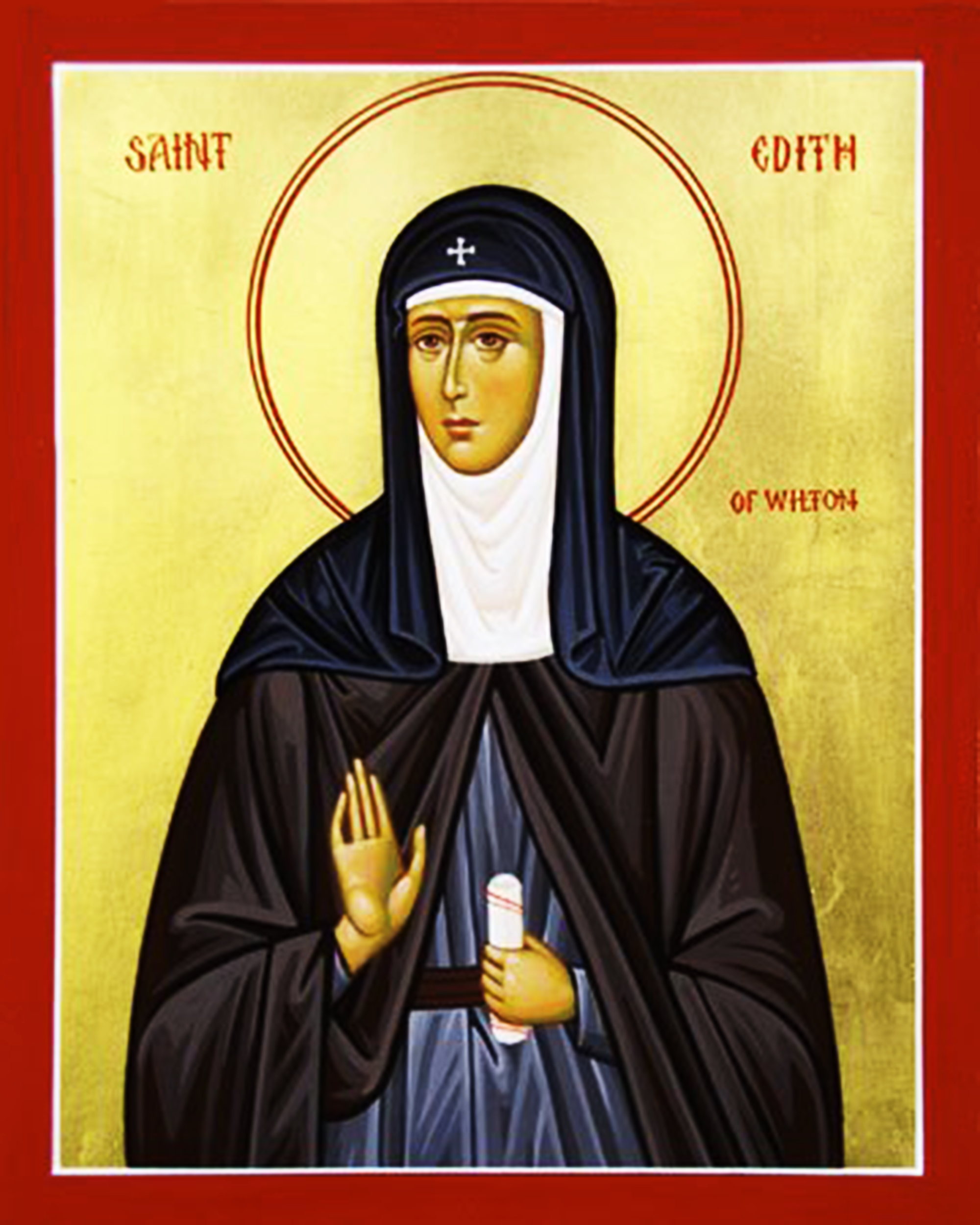 Orthodox Icon of English Saint, Edith (Eadgyth) of Wilton 300x375px