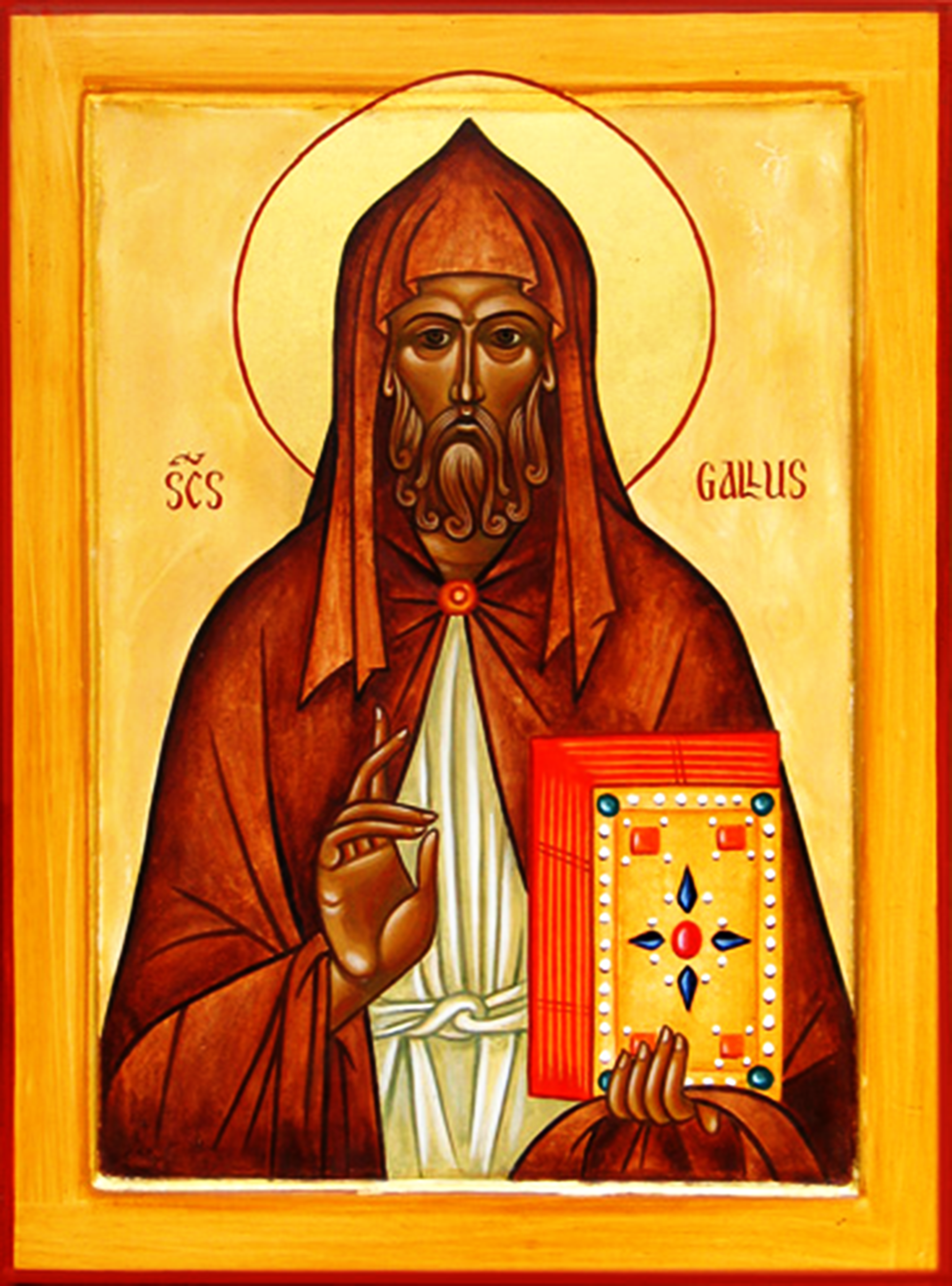 Orthodox Icon of Irish Swiss Saint, Gall (Gallus), Apostle of Switzerland
