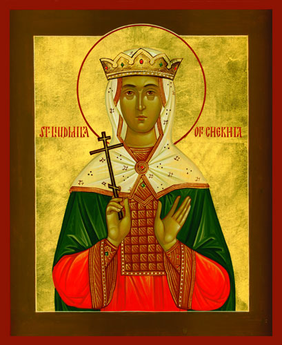 Orthodox Icon of Czech Saint, Ludmila of Czechia 307x375px