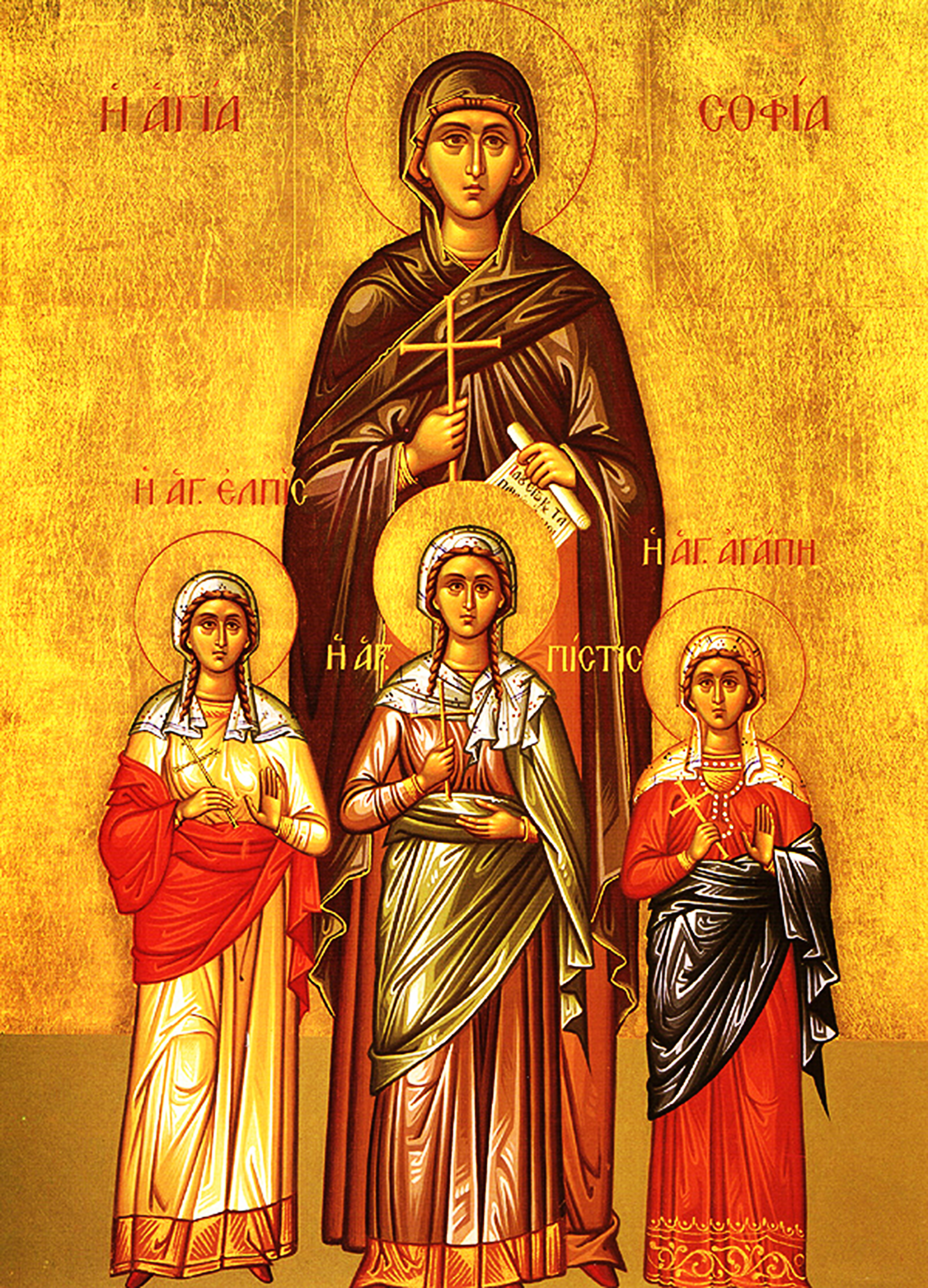 Icon of St. Sophia and her Daughters; Faith, Hope, and Charity