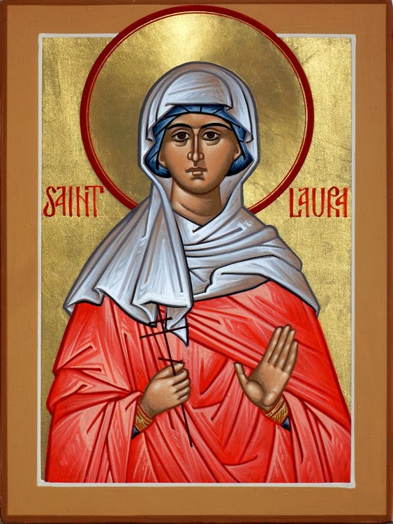 Orthodox Icon of Spanish Saint, Laura, Martyr of Córdoba 282x375px